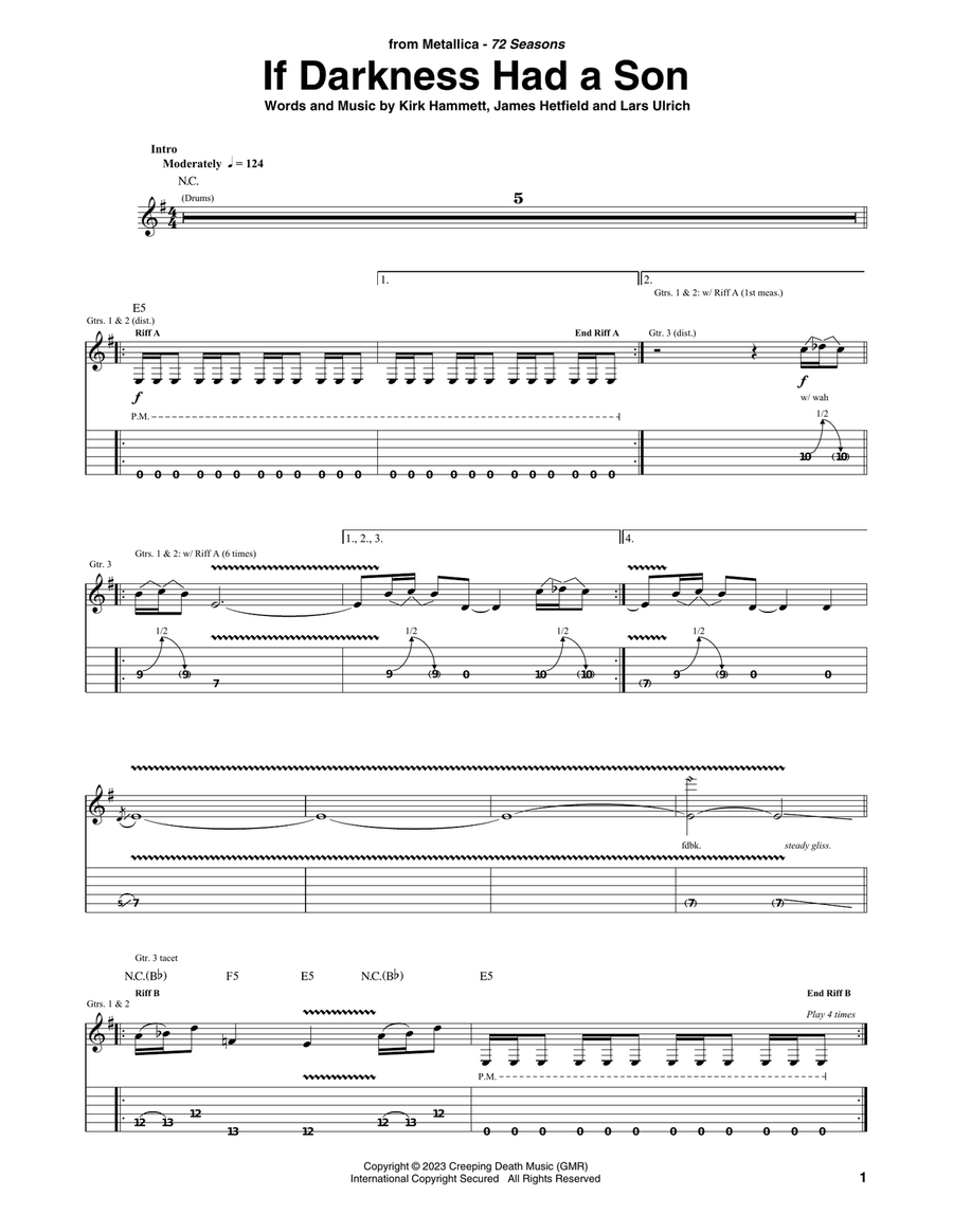 If Darkness Had A Son If Darkness Had A Son Electric Guitar scores gallery preview page 1
