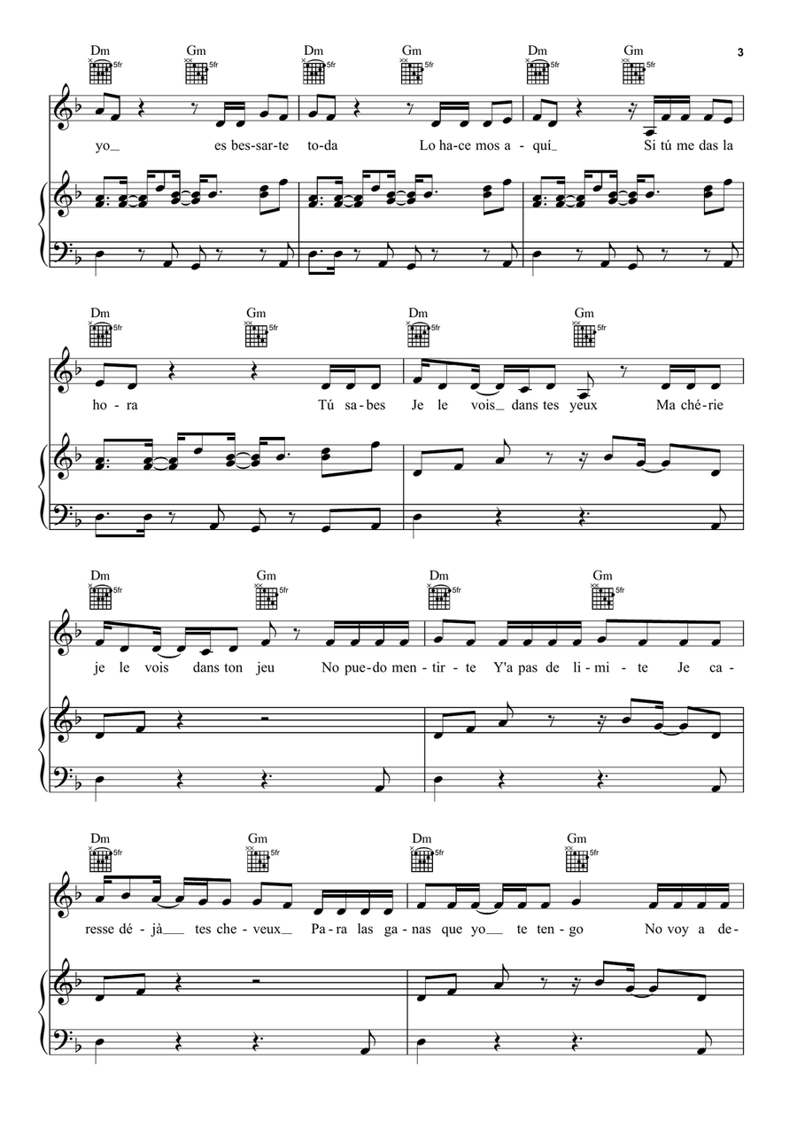 Ma Chérie Piano, Vocal, Guitar scores gallery preview page 3