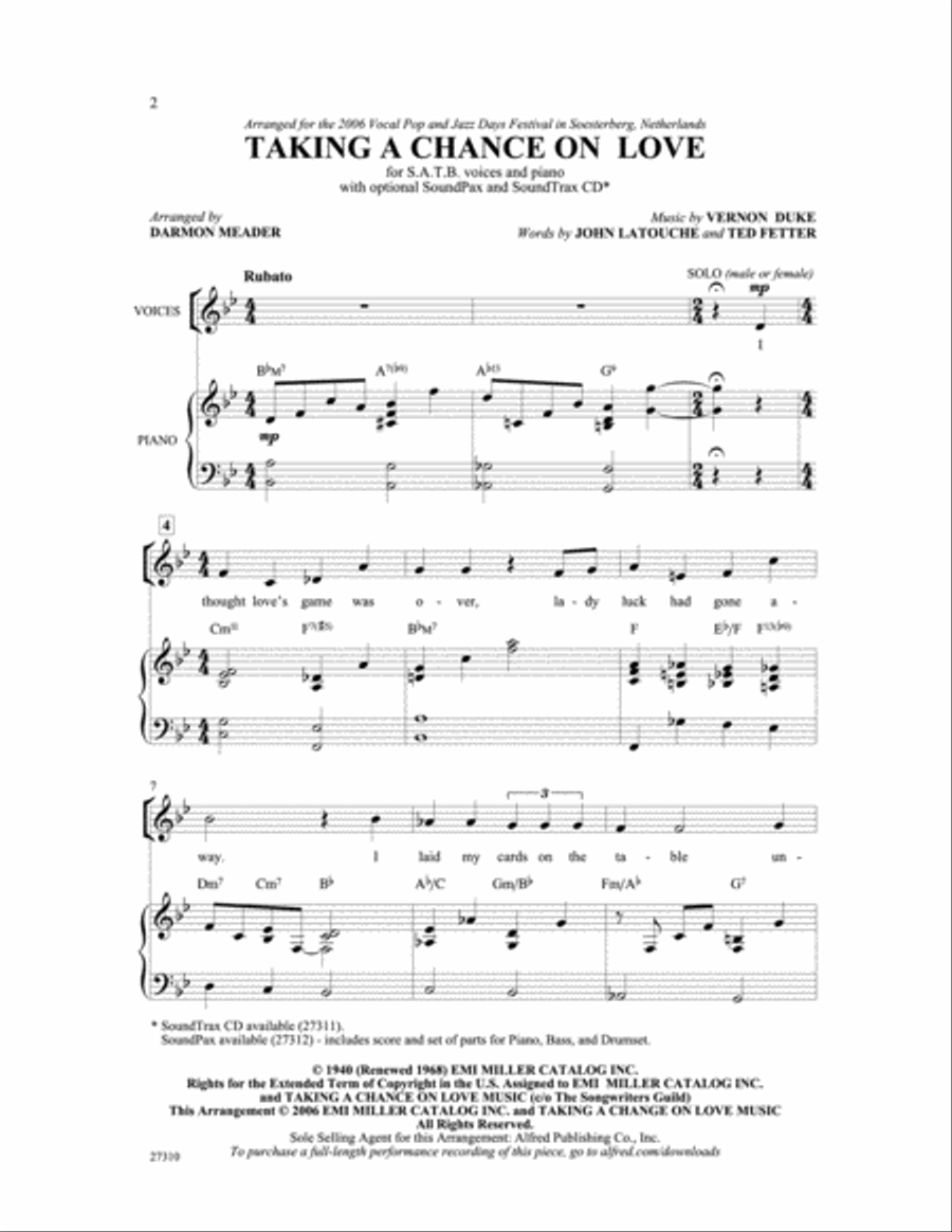 Taking a Chance on Love 4-Part scores gallery preview page 2