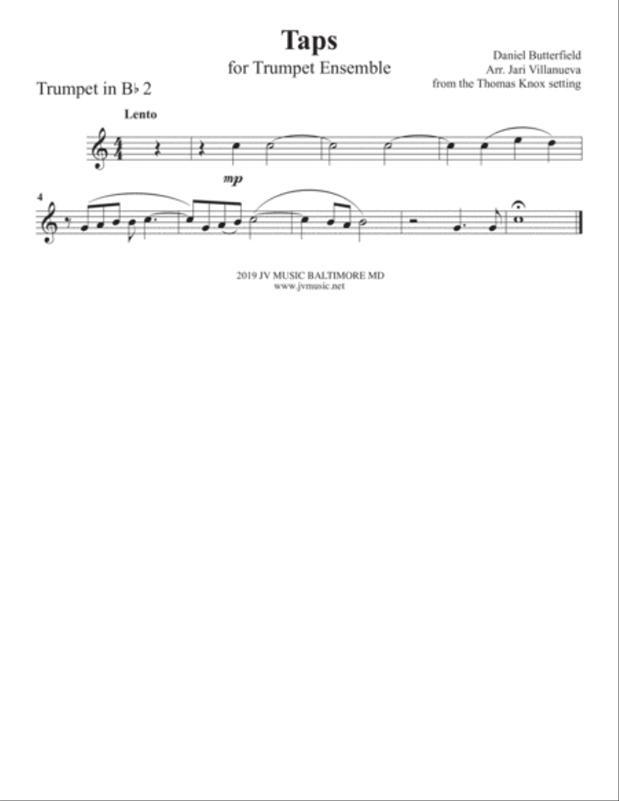 Taps for Solo Bugle and Trumpet Ensemble Brass Ensemble scores gallery preview page 5