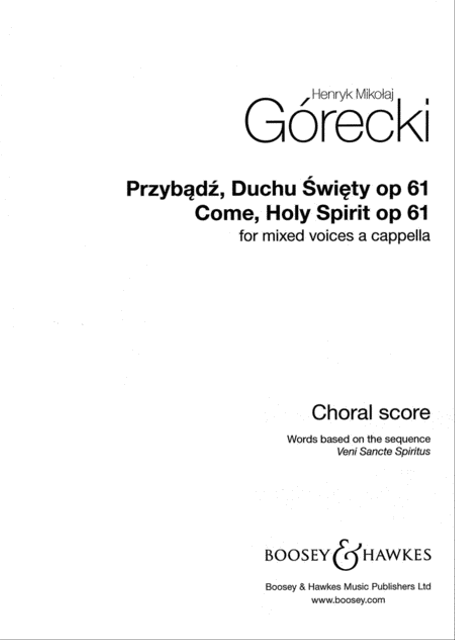 Come, Holy Spirit, Op. 61 4-Part scores gallery preview page 1