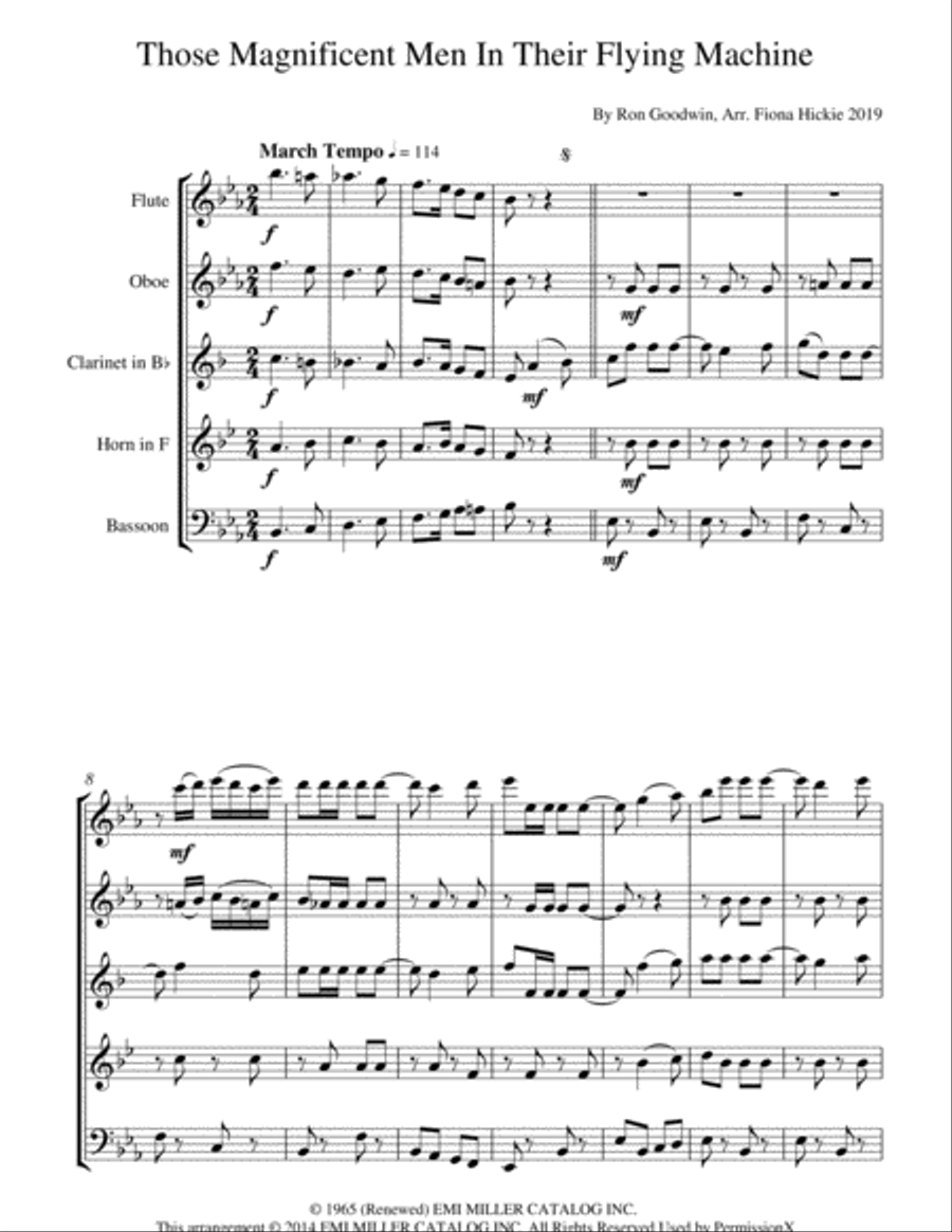 Those Magnificent Men In Their Flying Machines Woodwind Quintet scores gallery preview page 2