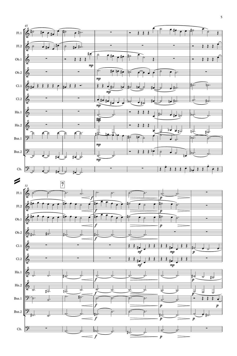 Delius: On hearing the first cuckoo in Spring - symphonic wind Woodwind Quintet scores gallery preview page 5