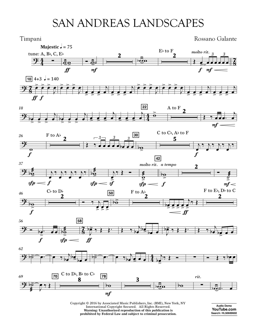 San Andreas Landscapes - Timpani Percussion scores gallery preview page 1
