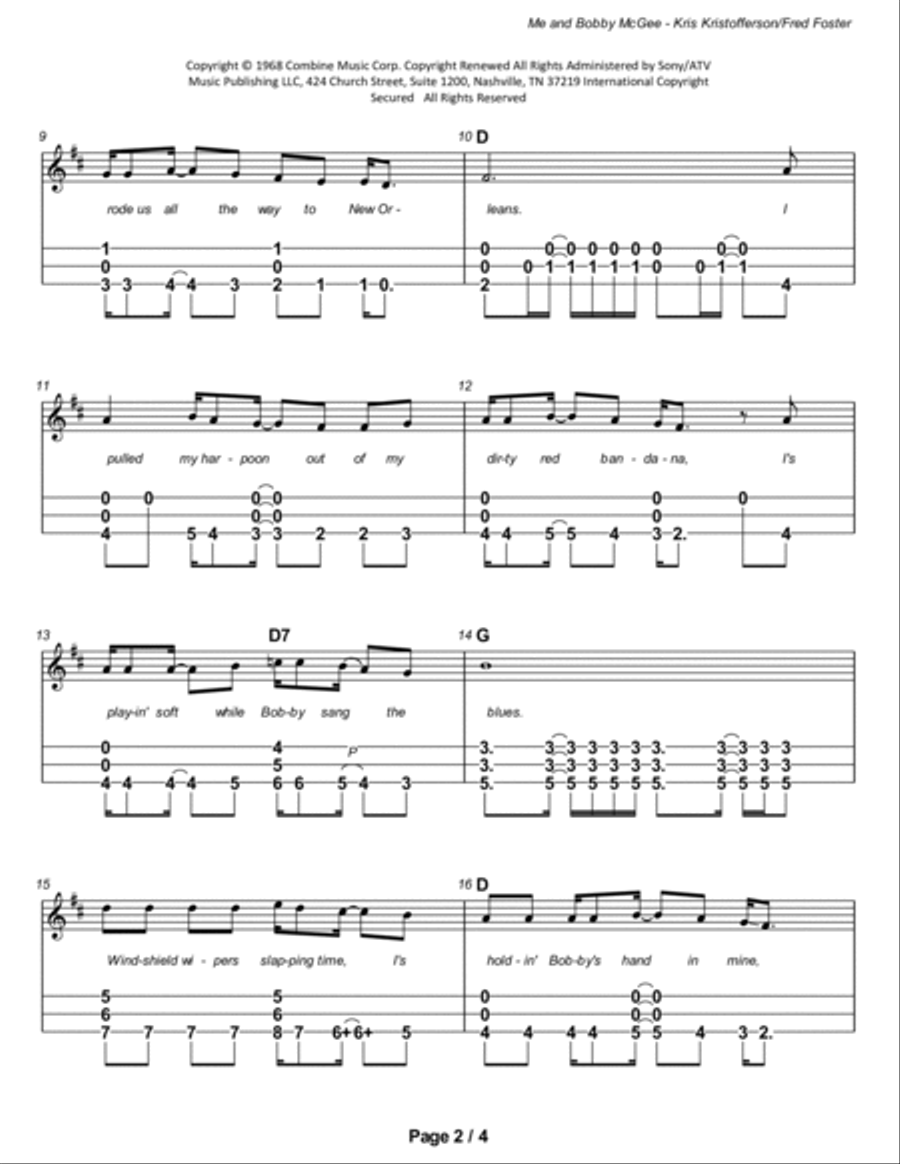 Me And Bobby McGee Dulcimer scores gallery preview page 3
