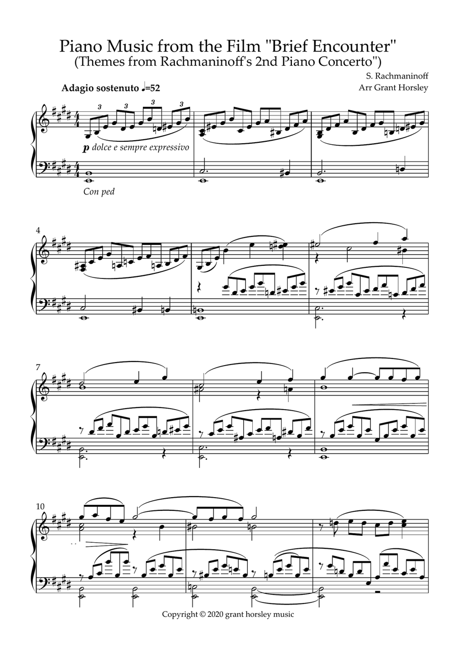 S.Rachmaninoff- Themes from Piano Concerto No 2- Solo Piano (simplified version) Piano Solo scores gallery preview page 2