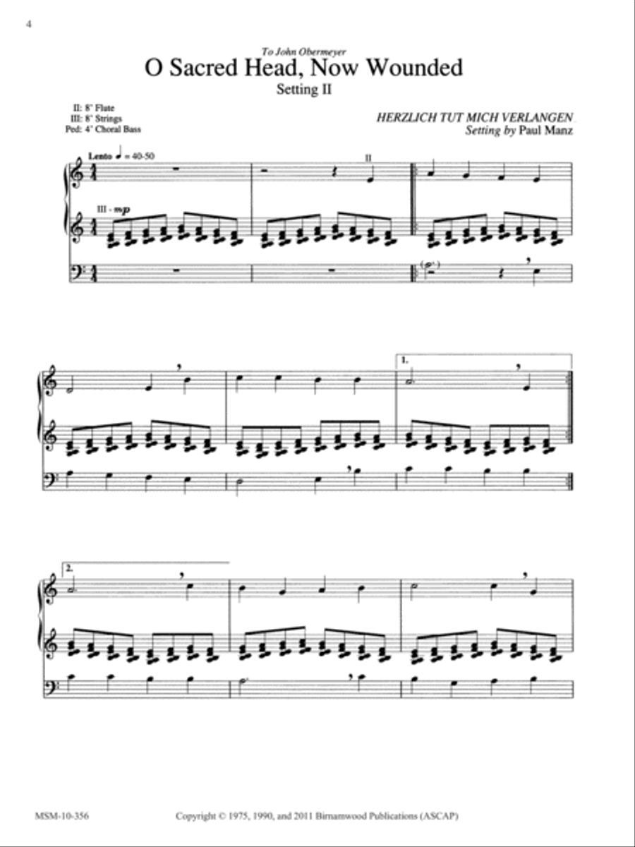 O Sacred Head, Now Wounded (Setting II) Organ scores gallery preview page 1