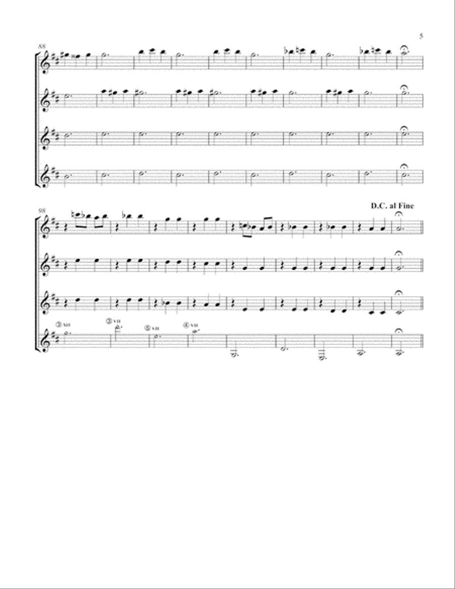 Vals No. 3 (Guitar Quartet) - Score and Parts Guitar Ensemble scores gallery preview page 5