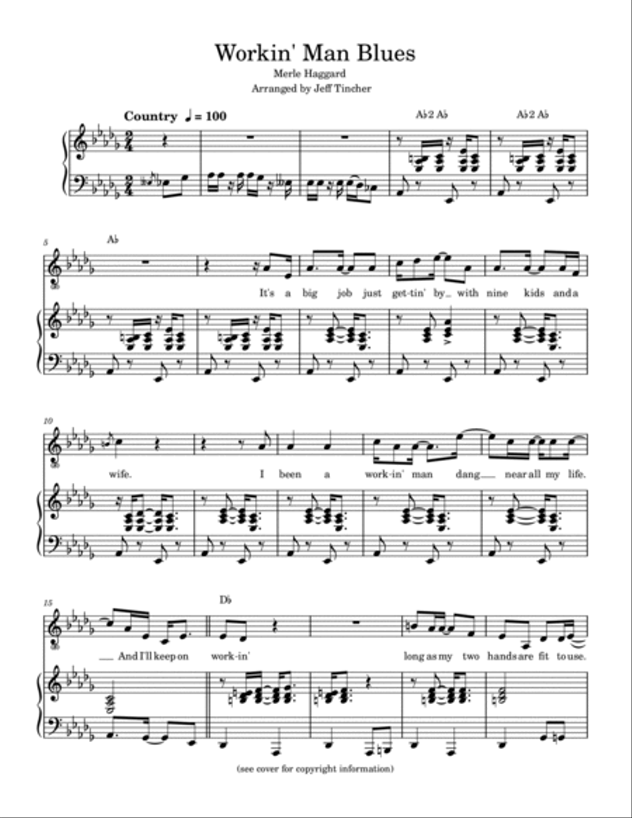 Workin' Man Blues Piano, Vocal, Guitar scores gallery preview page 2