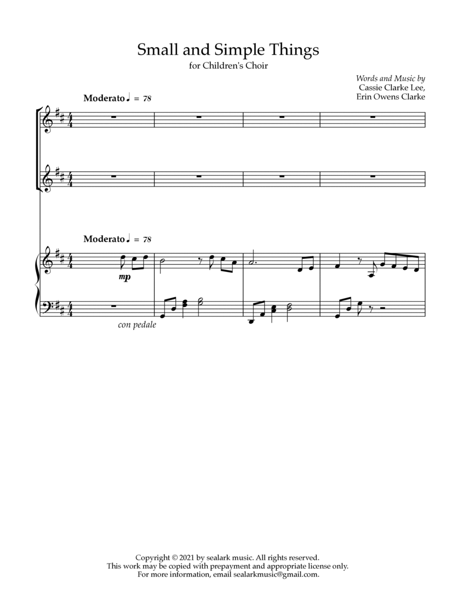 Small and Simple Things 2-Part scores gallery preview page 1