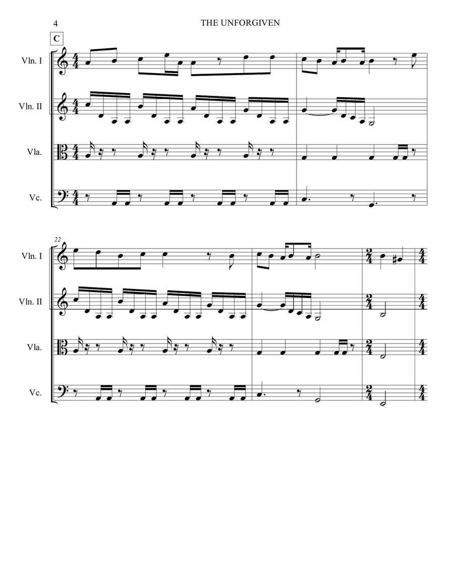 The Unforgiven The Unforgiven String Quartet scores gallery preview page 4