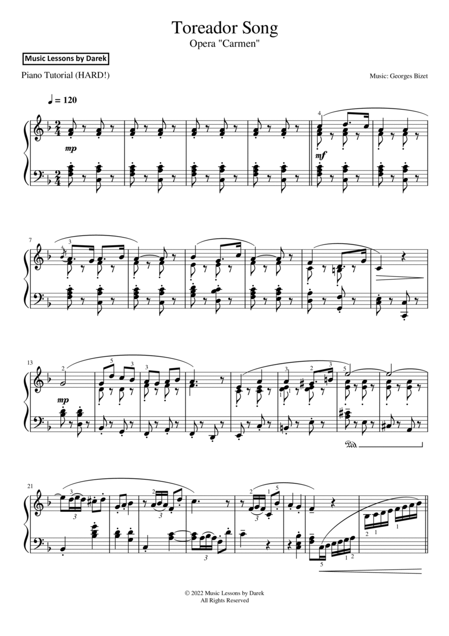 Toreador Song / March of the Toreadors (HARD PIANO) Opera 