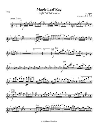 Joplin 1916 Maple Leaf Rag for Woodwind Quartet with optional String Bass