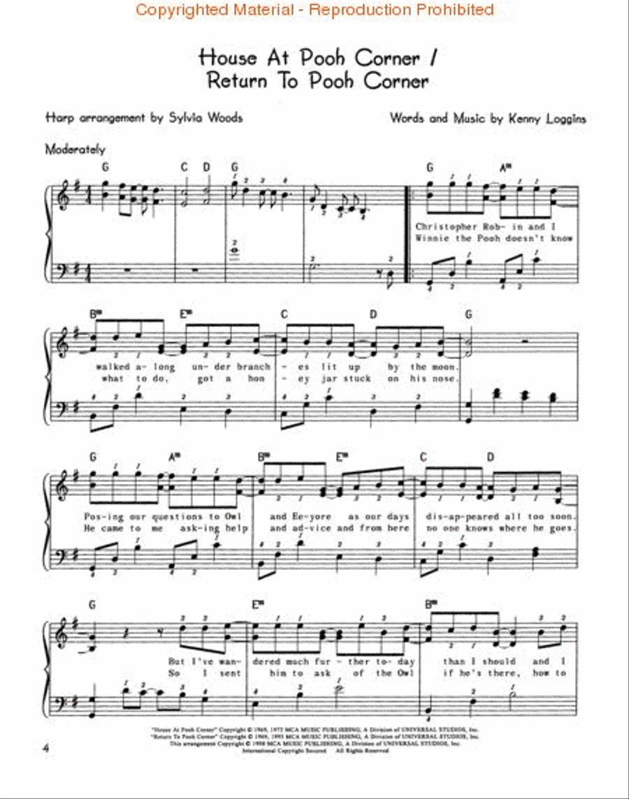 House at Pooh Corner/Return to Pooh Corner Celtic Harp scores gallery preview page 2