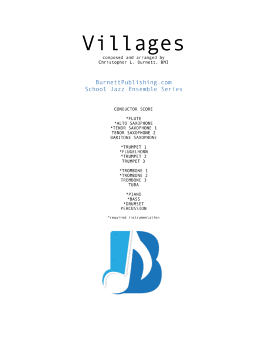 Villages, BMI Work #25869956 - (Jazz Ensemble Score and Parts Bundle) Jazz Ensemble scores gallery preview page 1