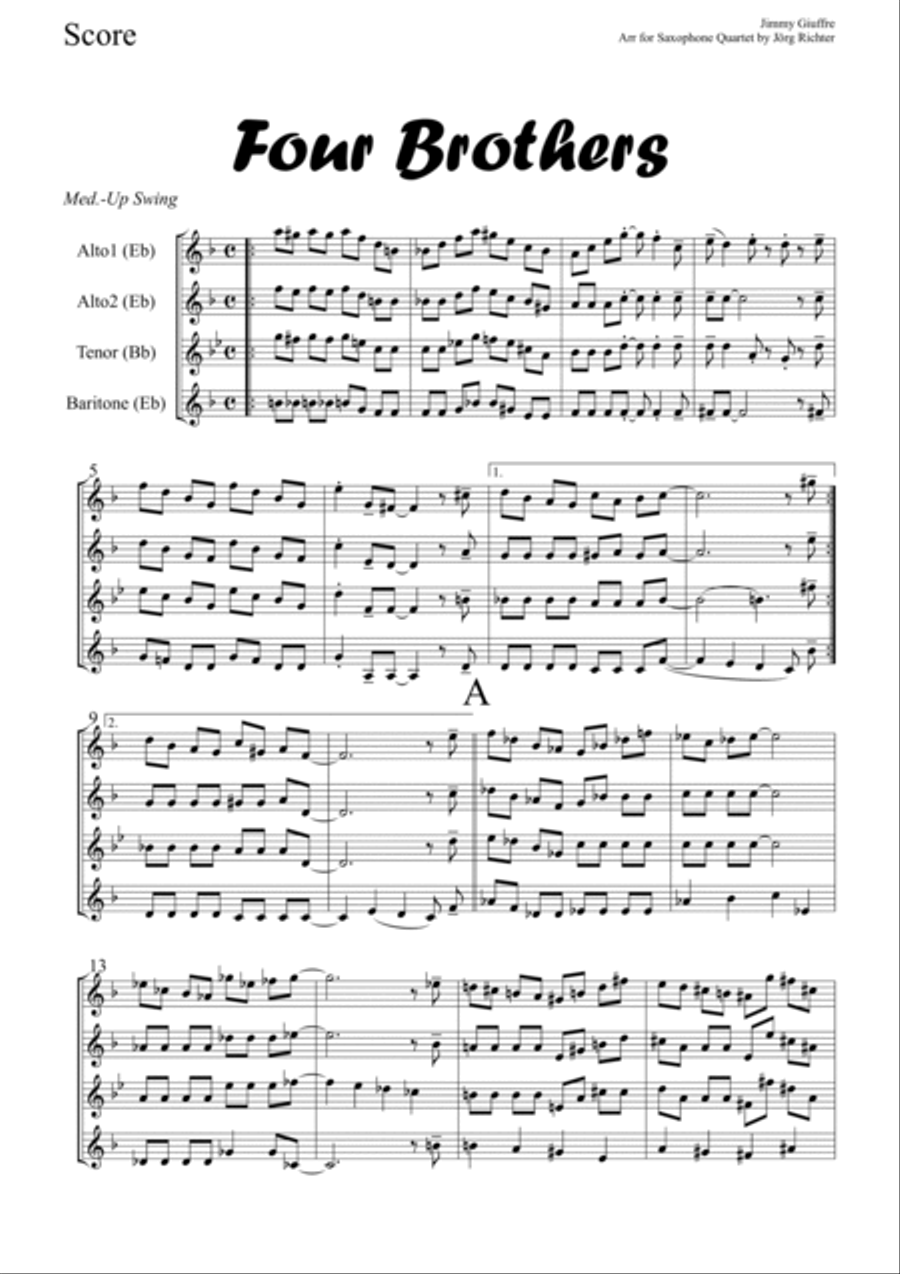 Four Brothers Saxophone Quartet scores gallery preview page 2