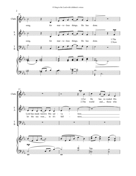 Choral - "O Sing to the Lord" (Psalm 96) SATB with Children's Melody Part
