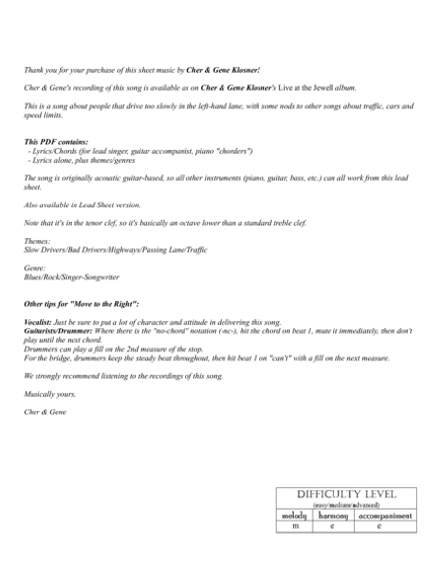 Move to the Right [Lyrics/Chords] Electric Guitar scores gallery preview page 2