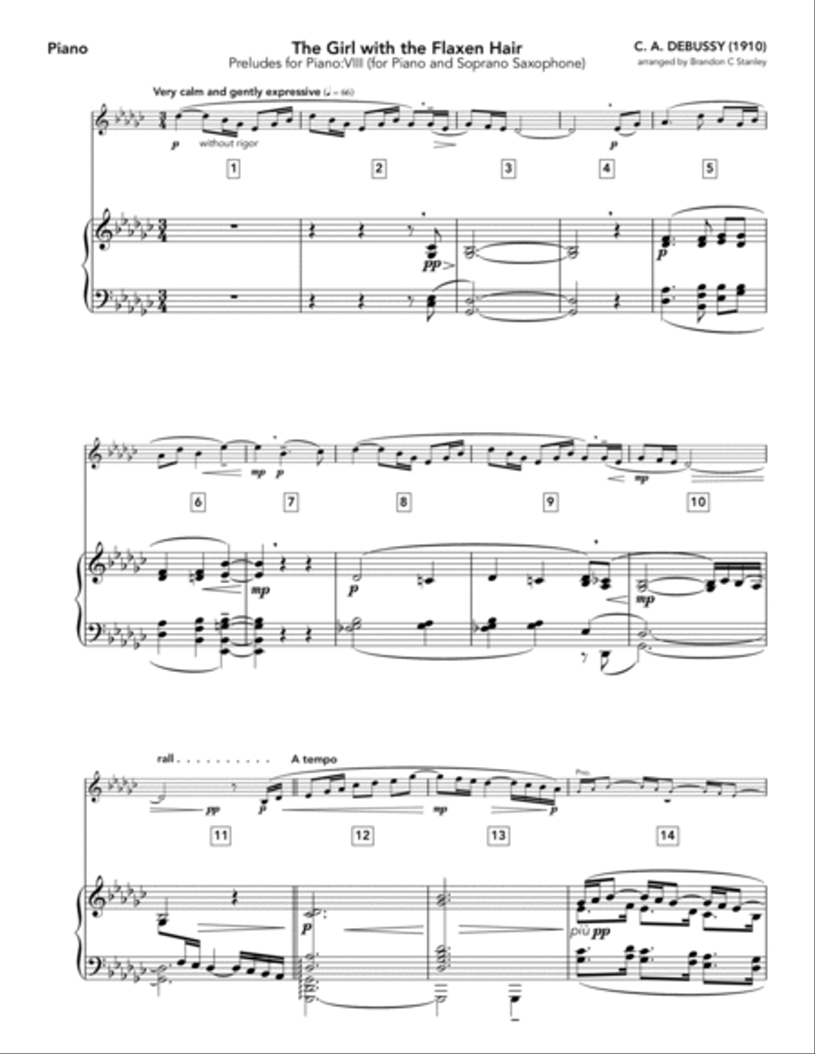 La Fille aux Cheveux de Lin (The Girl with the Flaxen Hair) Soprano Saxophone scores gallery preview page 4