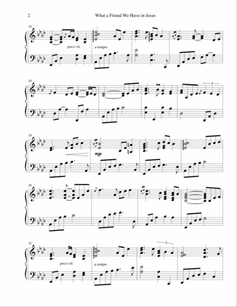 What a Friend We Have in Jesus Piano Solo scores gallery preview page 2