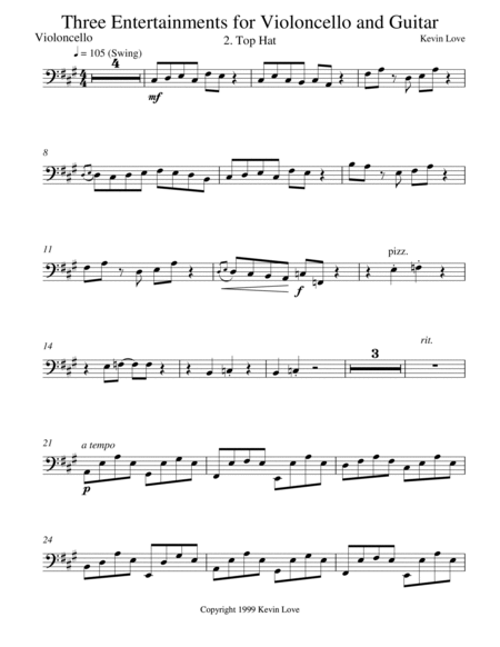 Three Entertainments for Violoncello and Guitar - Top Hat - Score and Parts image number null