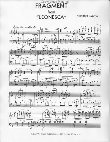 Fragment from "Leonesca" by Guglielmo Sabatini Piano Solo - Sheet Music
