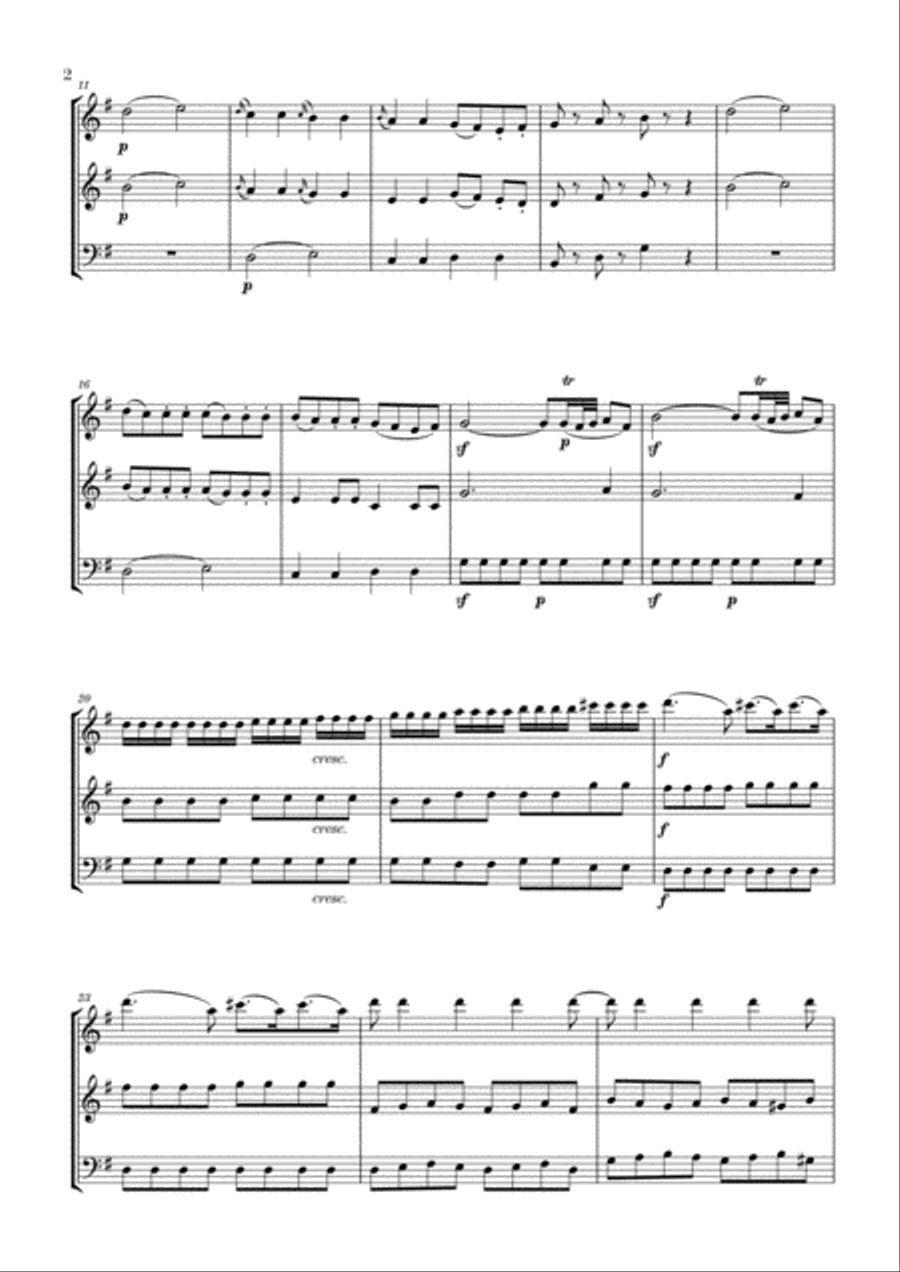 Eine Kleine Nachtmusik for Flute, Oboe and Trombone Brass Ensemble scores gallery preview page 2