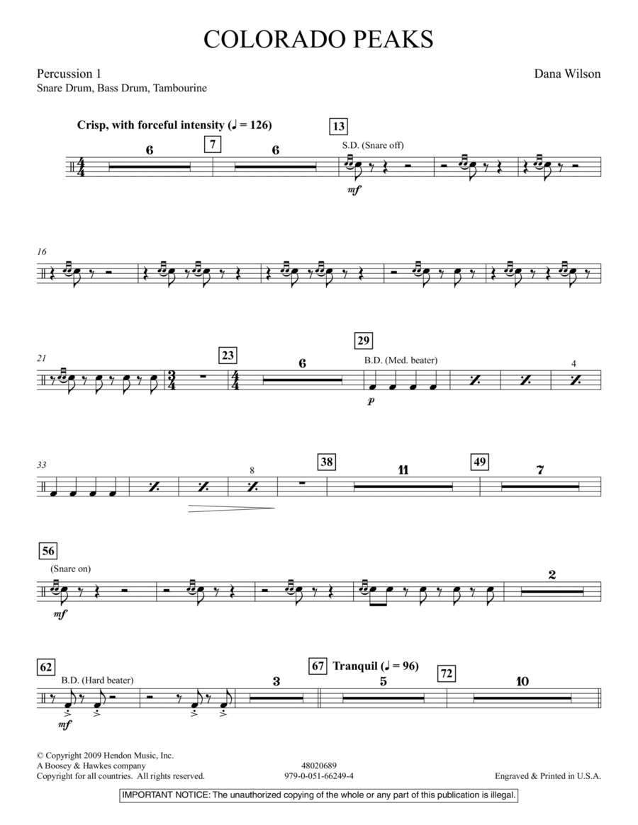 Colorado Peaks - Percussion 1 Concert Band scores gallery preview page 1