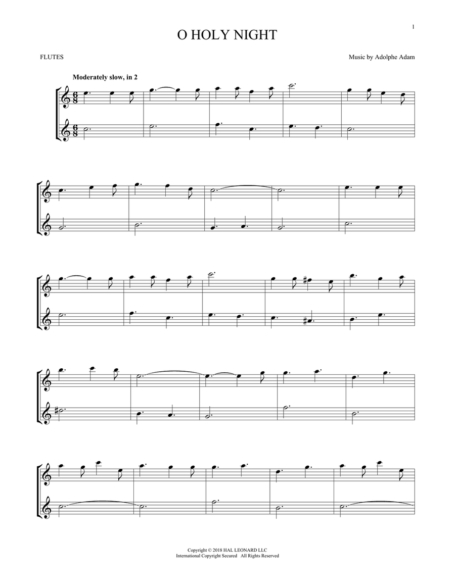 O Holy Night O Holy Night Flute Duet scores gallery preview page 1
