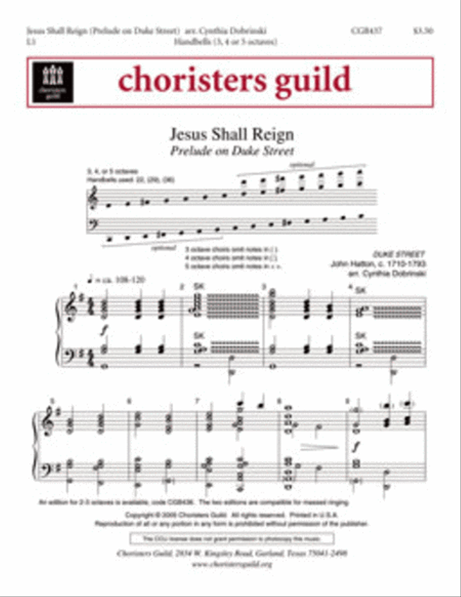 Jesus Shall Reign [Prelude on Duke Street] (3-5 octaves) 5-Octaves scores gallery preview page 1