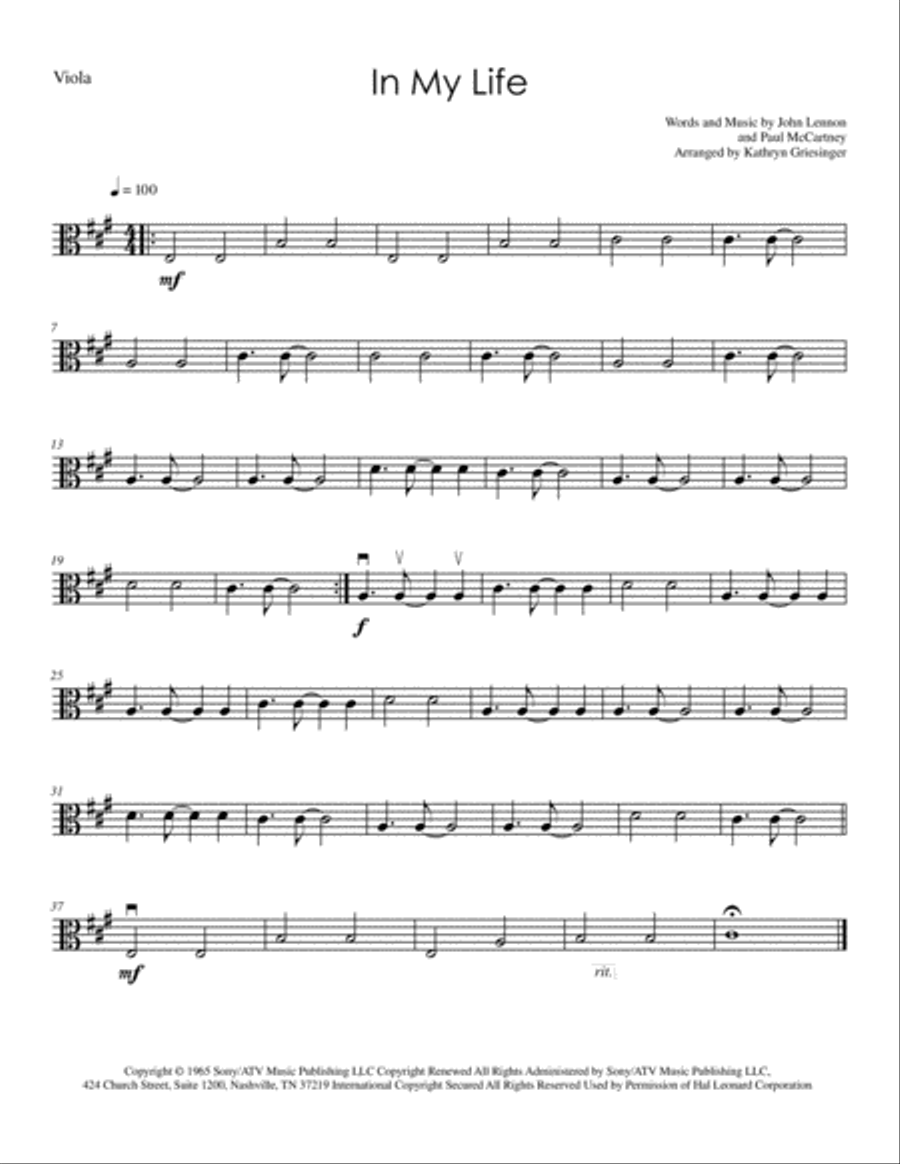 In My Life String Quartet scores gallery preview page 4