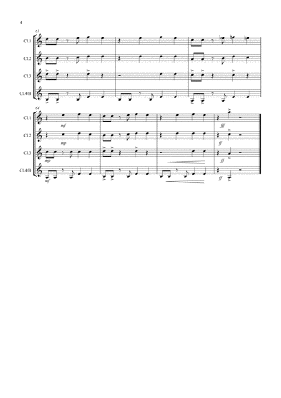 Tasty Tango for Clarinet Quartet Clarinet Quartet scores gallery preview page 4