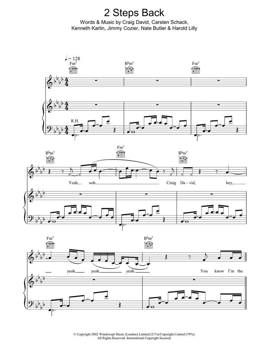 2 Steps Back Piano, Vocal, Guitar scores gallery preview page 1