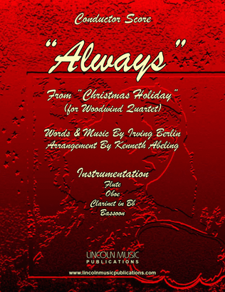 Book cover for Always - Irving Berlin (for Woodwind Quartet)