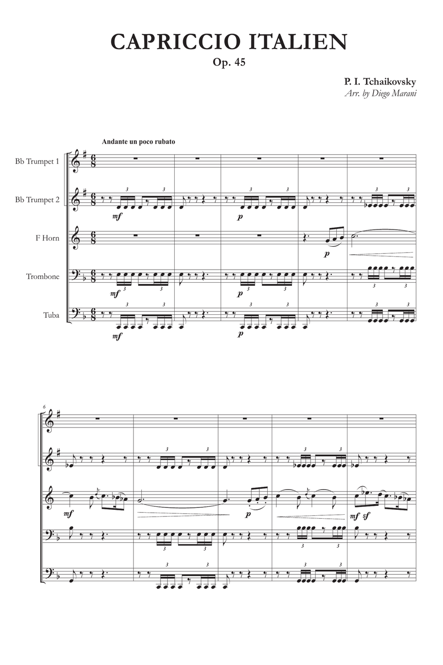 Capriccio Italien for Brass Quintet Brass Quintet scores gallery preview page 1