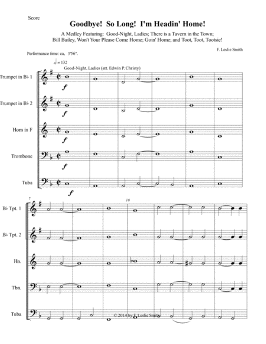 Goodbye! So Long! I'm Headin' Home!: A Medley Brass Ensemble scores gallery preview page 2