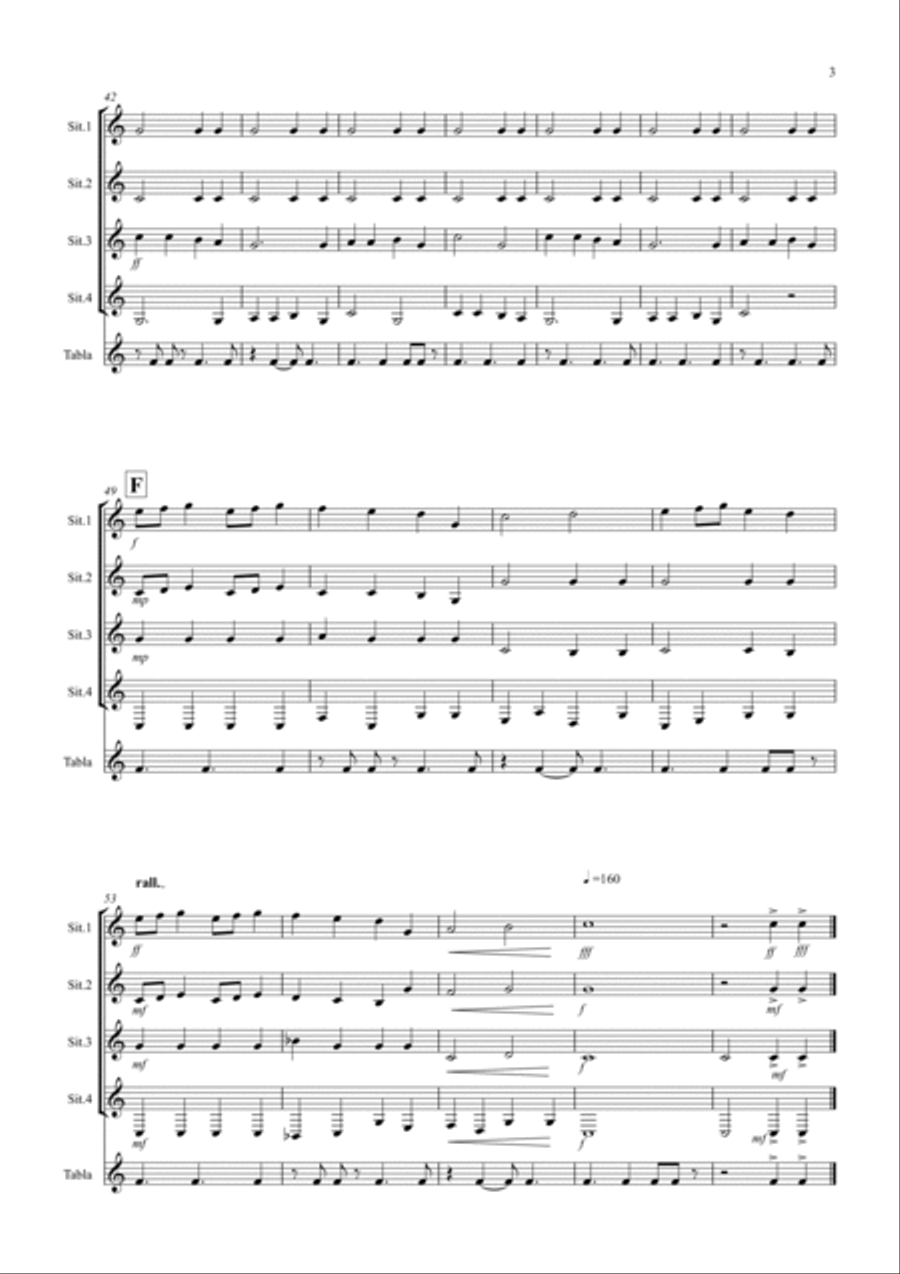 Rigaudon for Sitar Quartet Small Ensemble scores gallery preview page 3