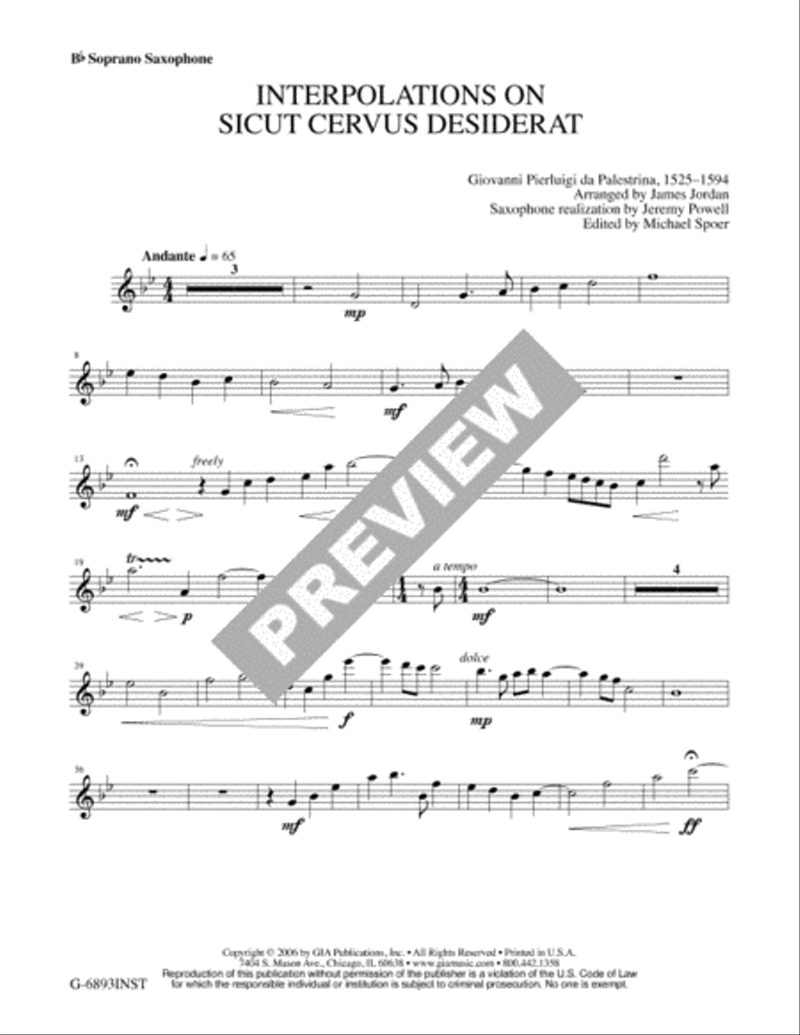Interpolations on Sicut cervus desiderat - Instrument edition Soprano Saxophone scores gallery preview page 2