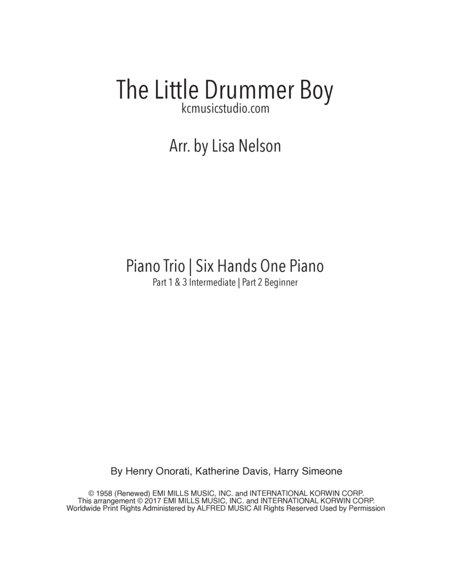 The Little Drummer Boy Piano Trio scores gallery preview page 1