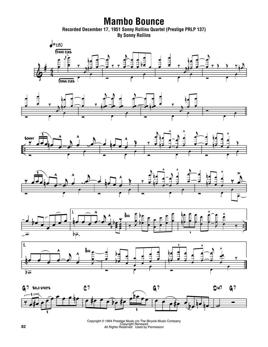 Mambo Bounce Mambo Bounce Tenor Saxophone scores gallery preview page 1