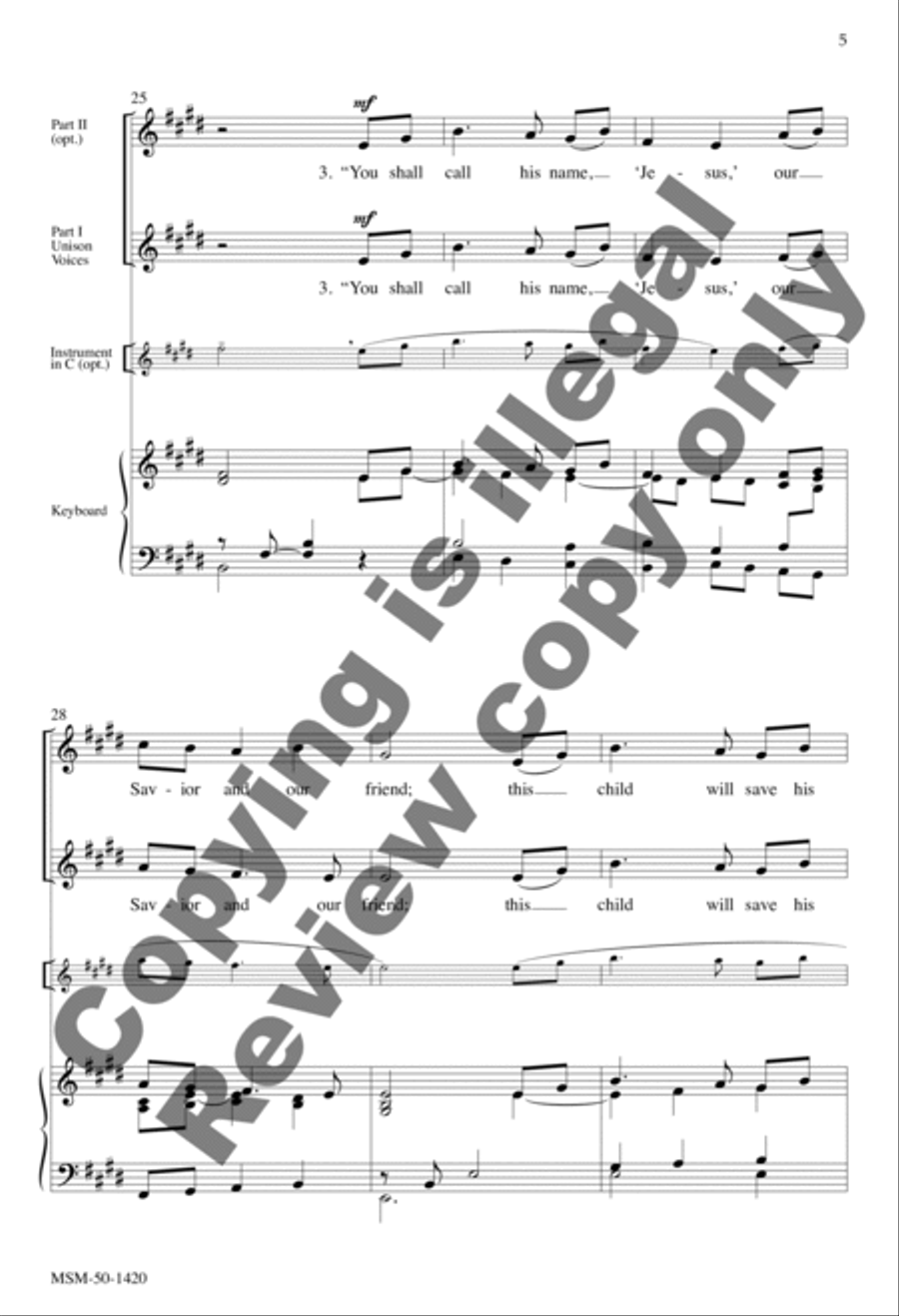 Kind Joseph Unison Choir scores gallery preview page 5