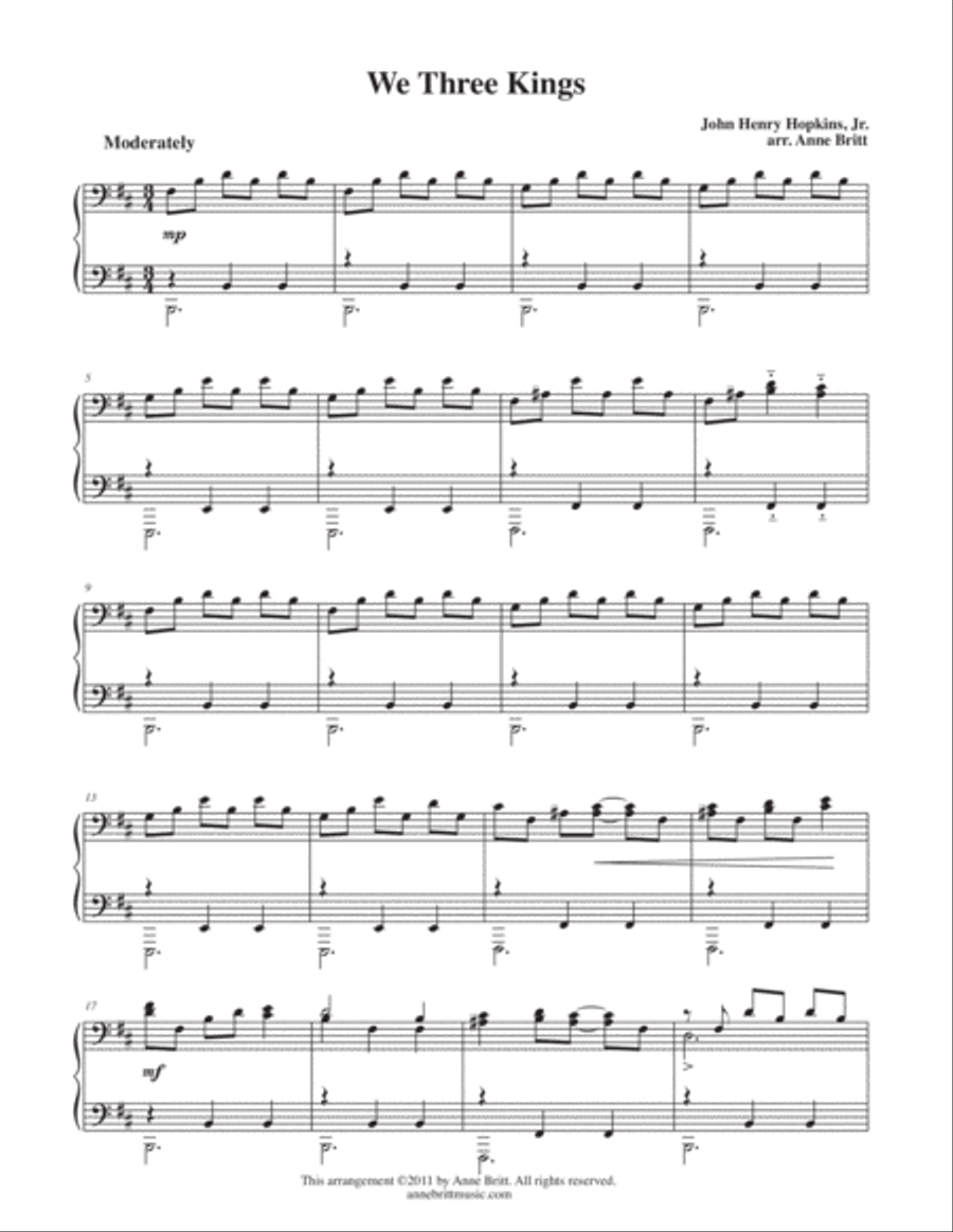 We Three Kings (intermediate piano solo) Piano Solo scores gallery preview page 1
