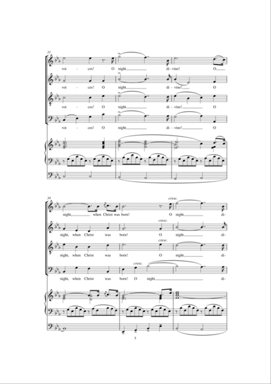 O Holy Night (arr. John E. West) 4-Part scores gallery preview page 5