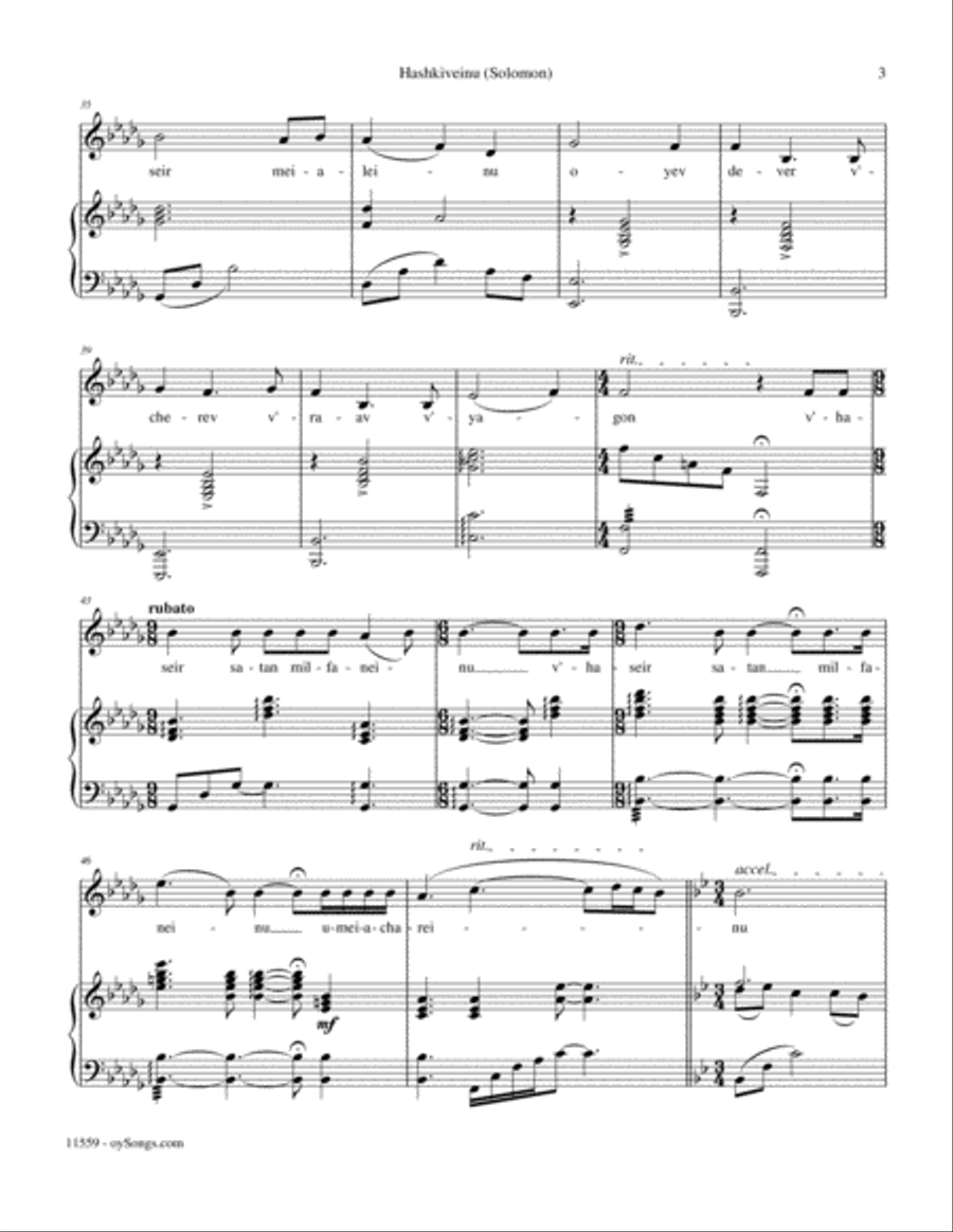 Hashkiveinu Hashkiveinu Piano, Vocal, Guitar scores gallery preview page 3