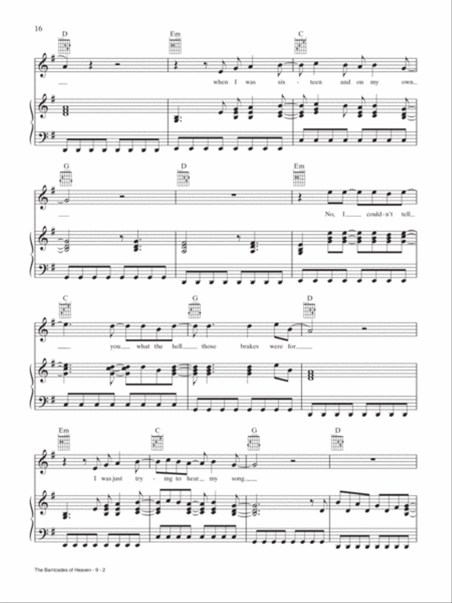 The Barricades of Heaven The Barricades of Heaven Piano, Vocal, Guitar scores gallery preview page 2
