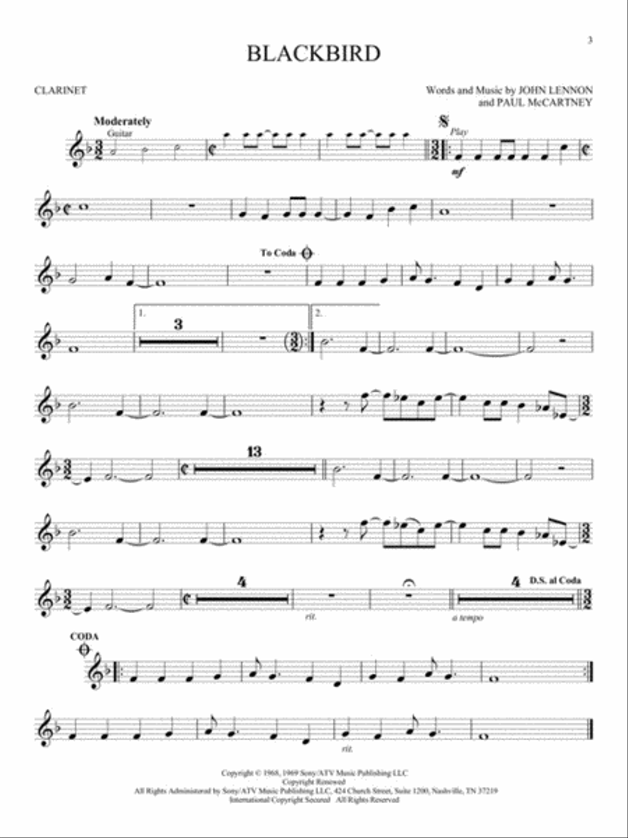 The Beatles – Instrumental Play-Along Clarinet Solo scores gallery preview page 4