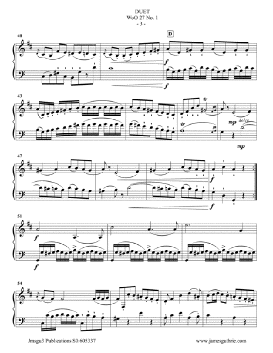 Beethoven: Duet WoO 27 No. 1 for Clarinet & Cello Clarinet scores gallery preview page 3