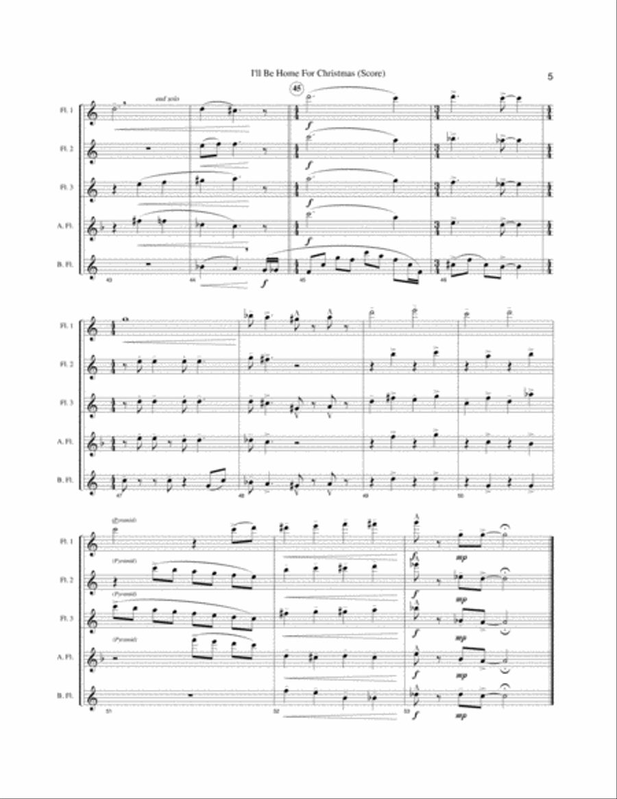 I'll Be Home For Christmas Woodwind Quintet scores gallery preview page 6