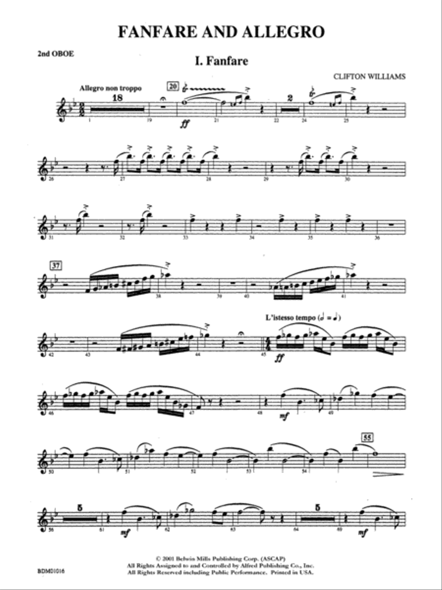 Fanfare and Allegro: 2nd Oboe Concert Band scores gallery preview page 1