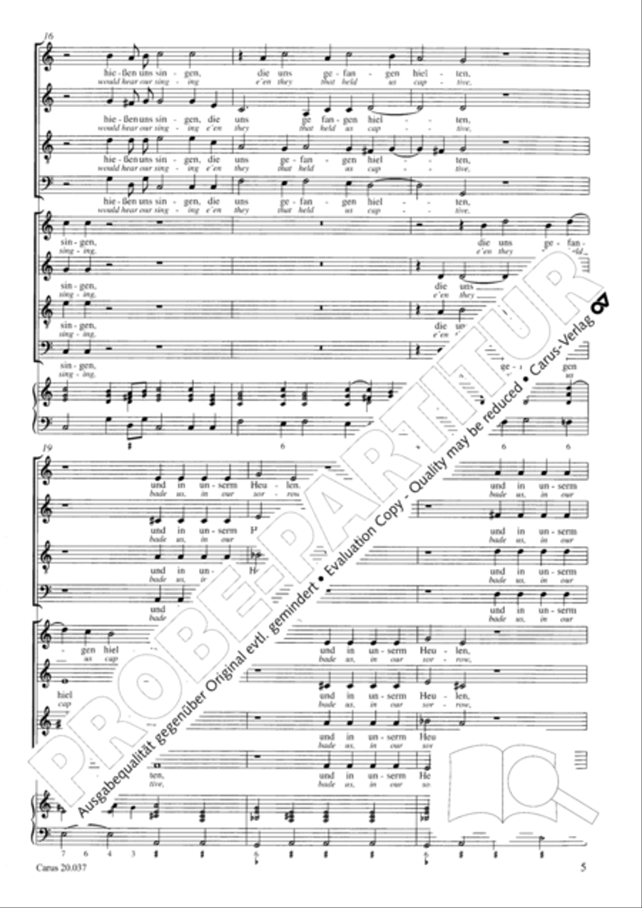 An den Wassern zu Babel sassen wir 4-Part scores gallery preview page 6
